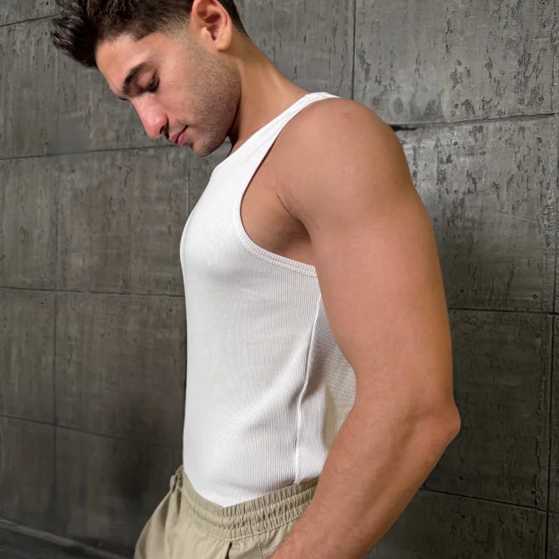 intersect white premium Giza cotton essential tank top