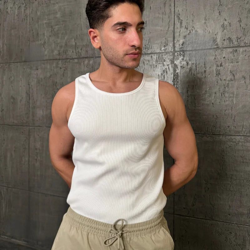 intersect white Egyptian cotton essential tank 