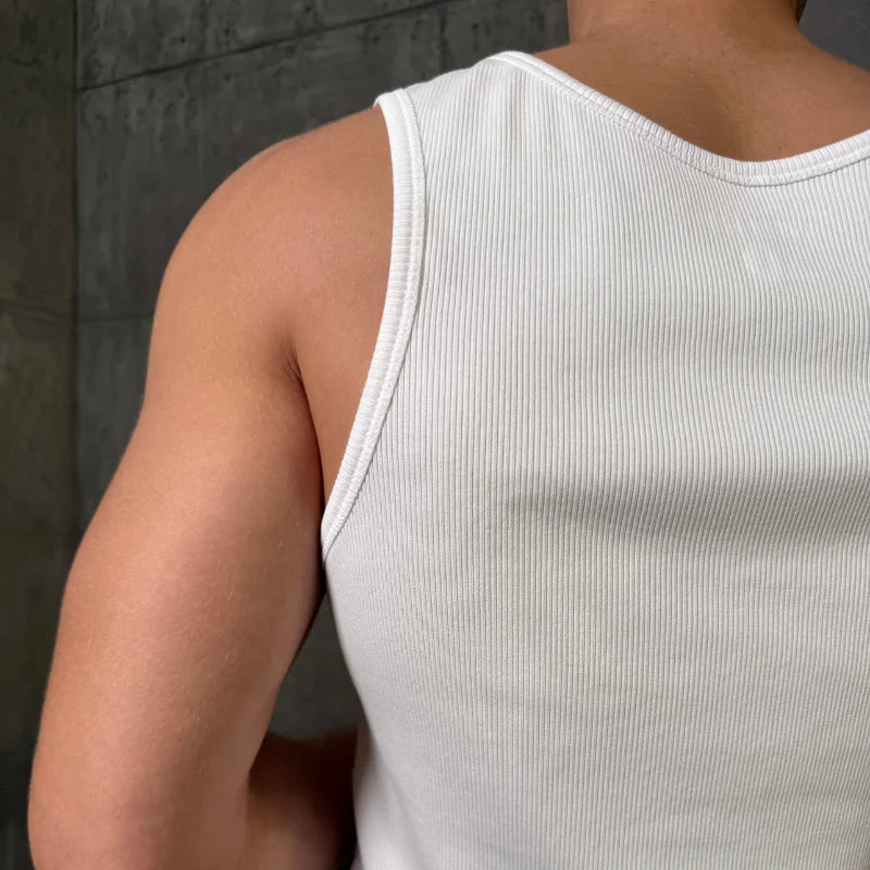 intersect white premium cotton essential tank top for men