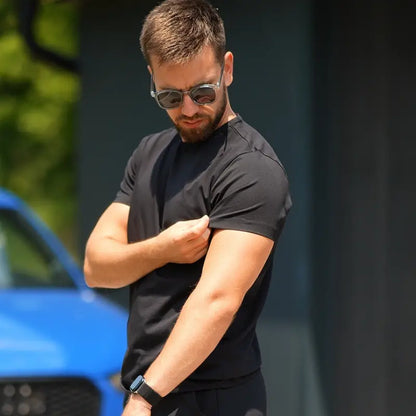 Black premium men t-shirt made from Egyptian cotton by Intersect Collection