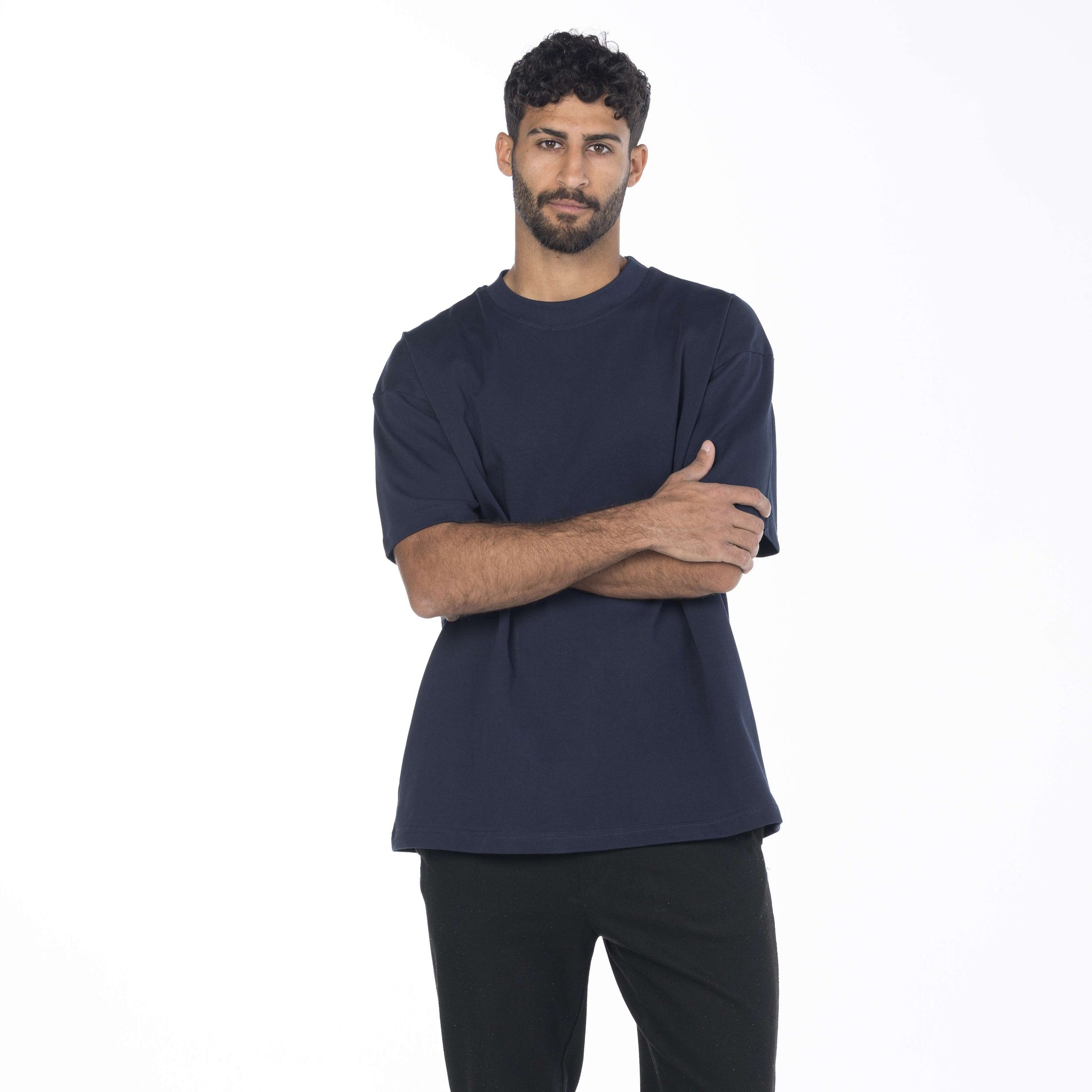 drop shoulder crew neck shirt for men