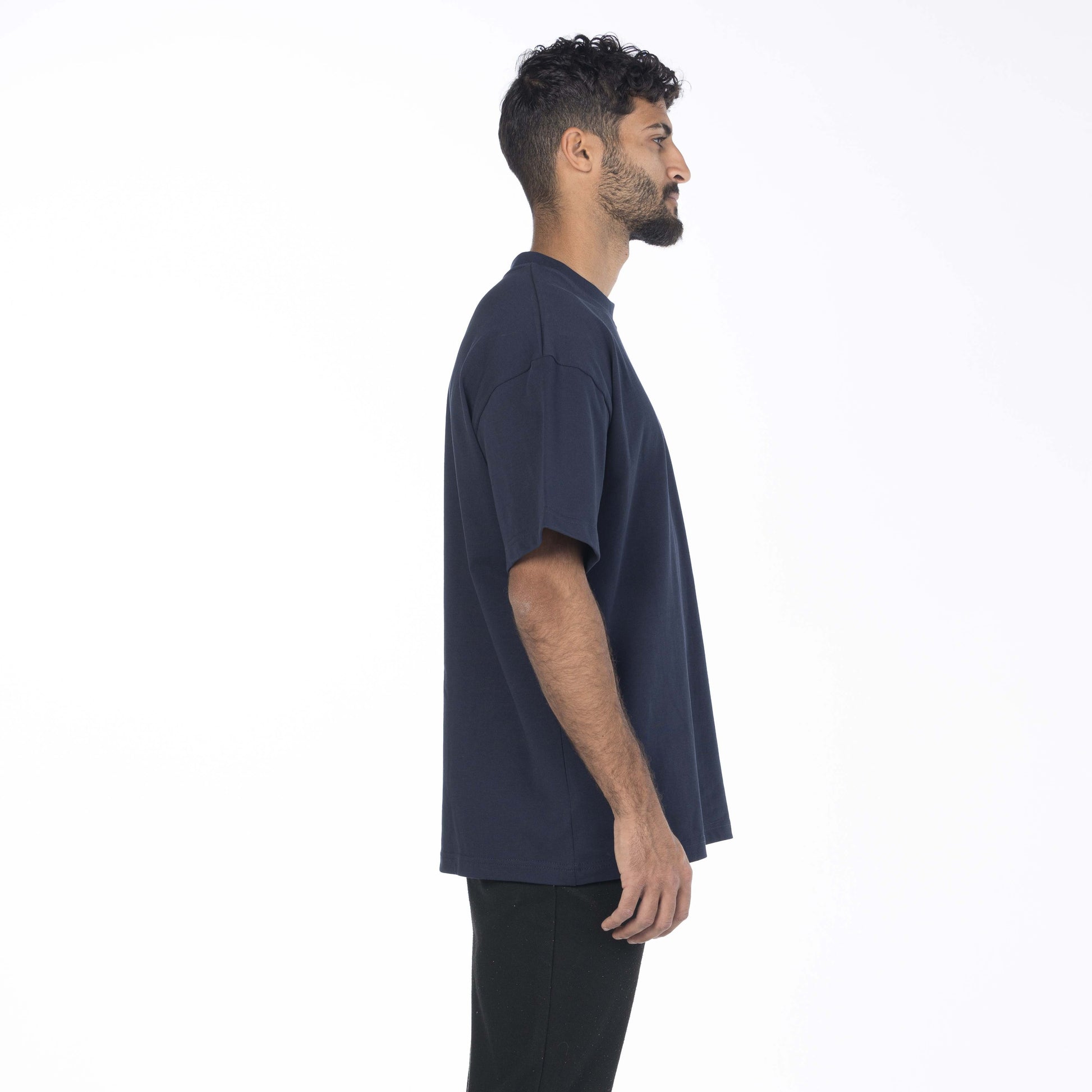 crew neck drop shoulder shirt for men